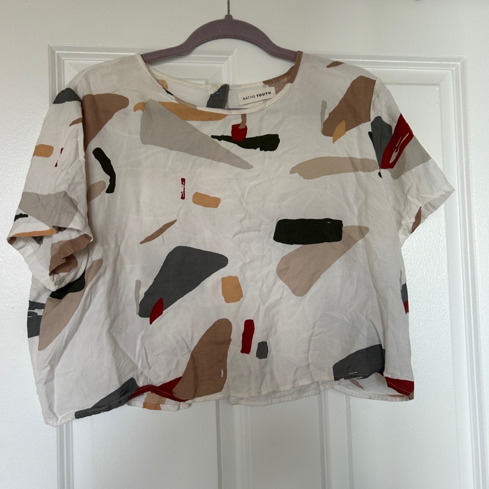 Native Youth Multicolor Abstract Crop Top